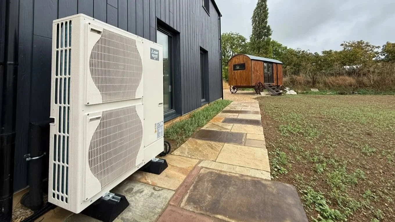 Mitsubishi Electric air source heat pump installed at a customer's home