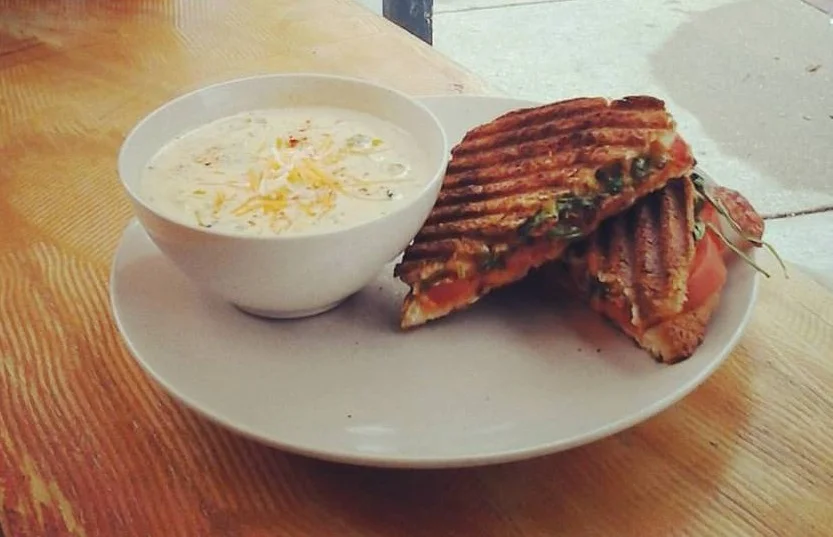 Broccoli & Cheese Soup w/ BLT Grilled Cheese