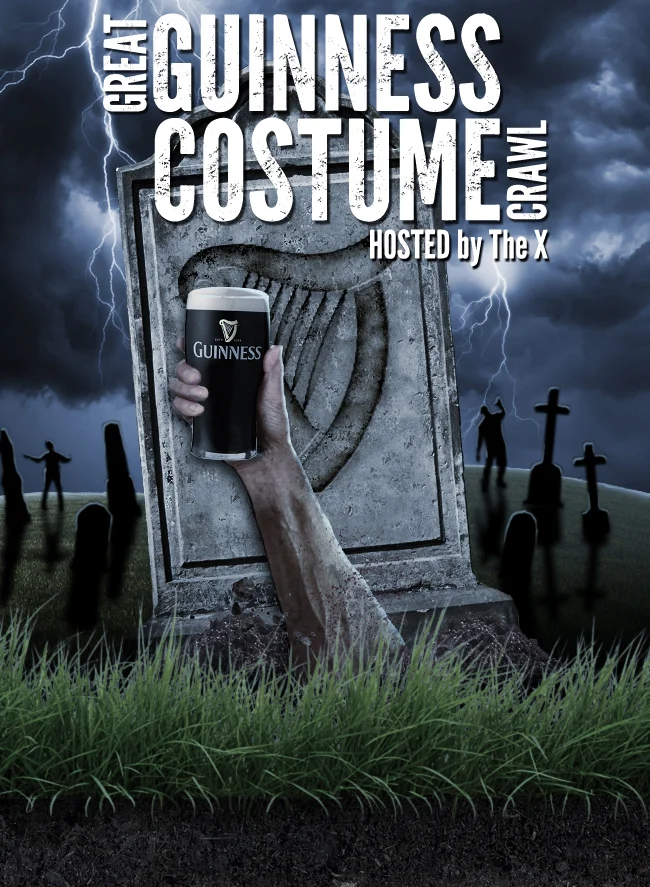 105.9 theX Great Guinness Costume Crawl Promo Graphic