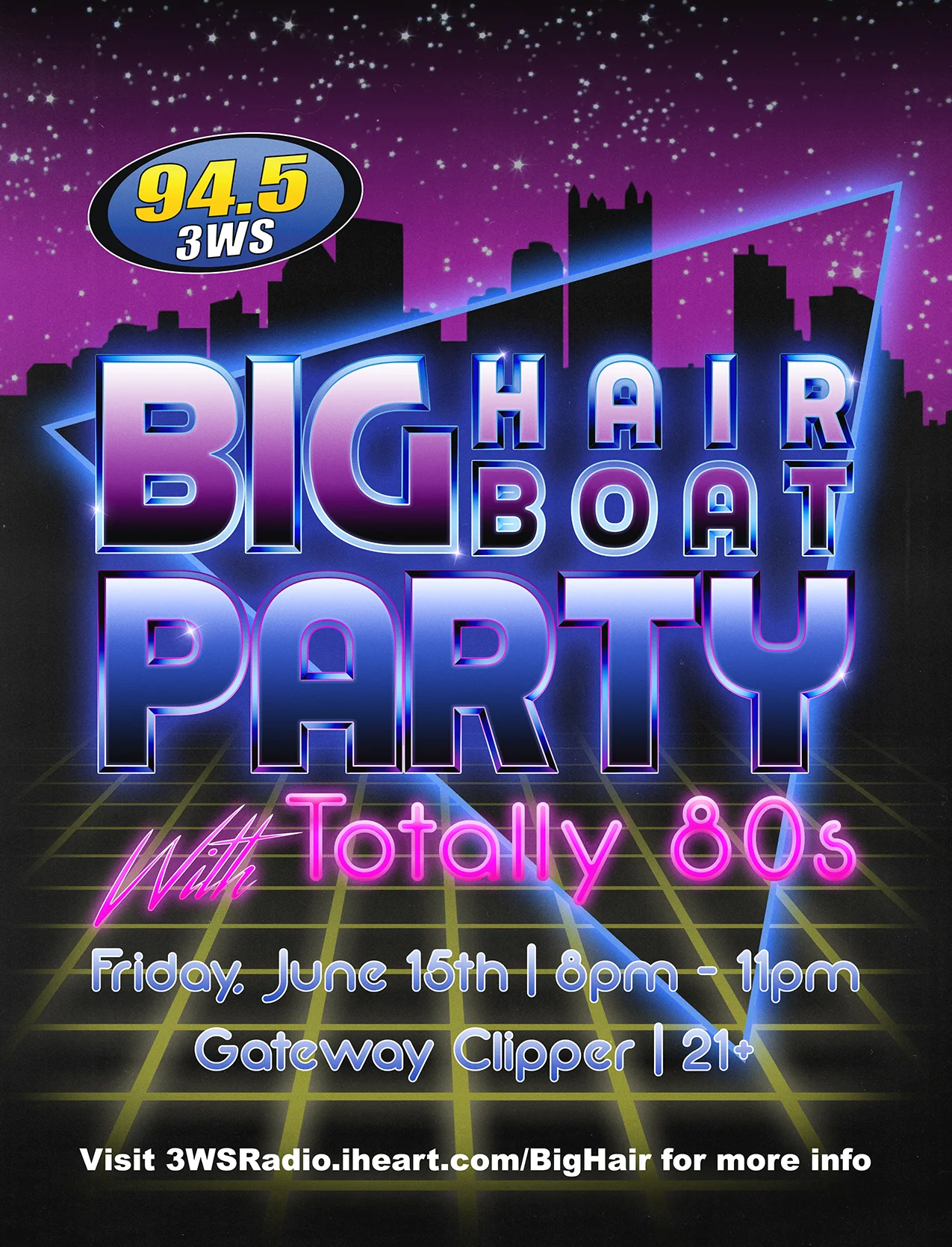 3WS Big Hair Big Boat Party Poster