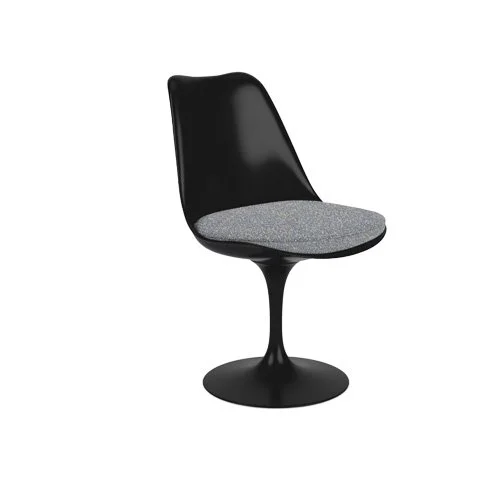 Saarinen Tulip Side Chair by Knoll with Tempest fabric and black pedestal base.