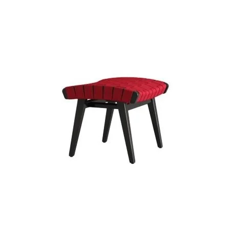 Risom Ottoman by Knoll with ebonized maple frame and woven cotton top. (Copy)