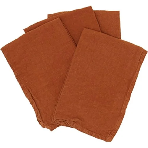 Simple Linen Napkin in terracotta by Hawkins New York, crafted in Portugal.