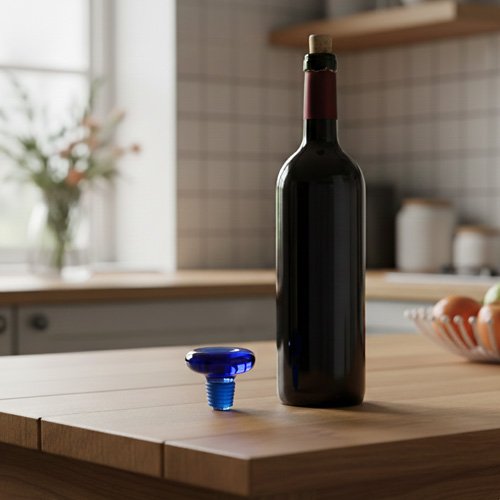 Design-forward geometric barware accent in deep blue glass by Fort Standard