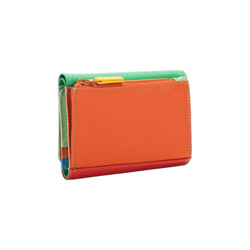 Leather tri-fold wallet with multiple card slots and bill compartments