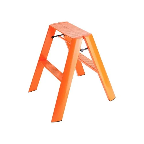 Hasegawa Lucano Step Stool in vivid orange aluminum with sleek modern form.