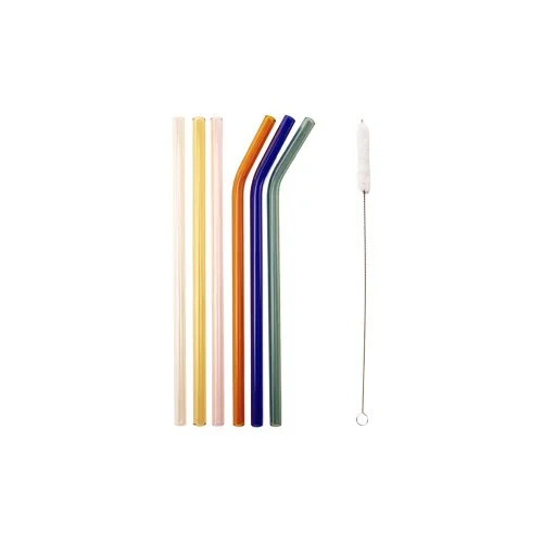 Close-up of translucent borosilicate glass straws showing soft rainbow tones.