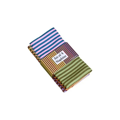 Modern striped cotton napkins with bold contemporary textile keywords for tabletop styling.