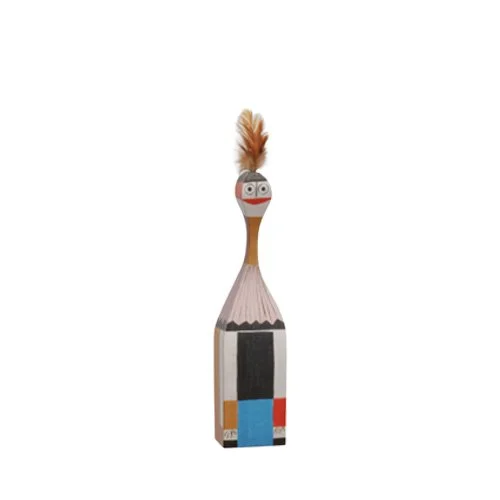 Wooden Doll No. 1 by Alexander Girard for Vitra — a hand-painted, solid wood collectible bringing playful folk art charm to modern interiors.