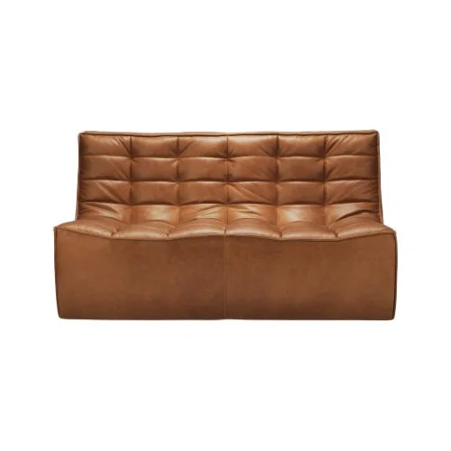 Ethnicraft N701 Sofa in Old Saddle aniline leather with deep, sculpted seating