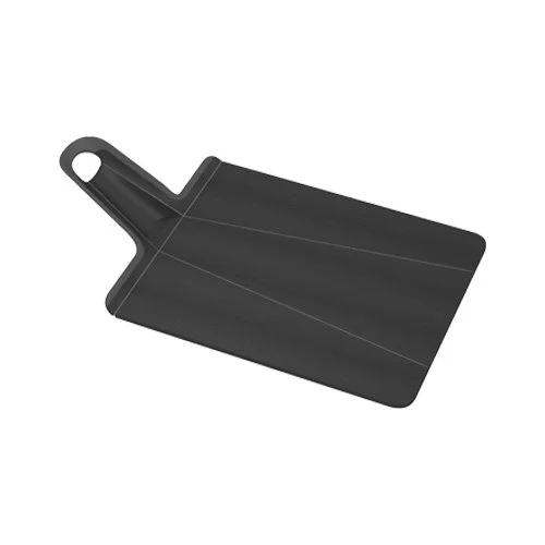 Joseph Joseph Chop2Pot folding cutting board in black for clean, easy ingredient transfer.