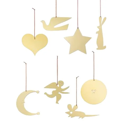 Designer brass ornament inspired by Girard’s 1965 playful modernist graphics.