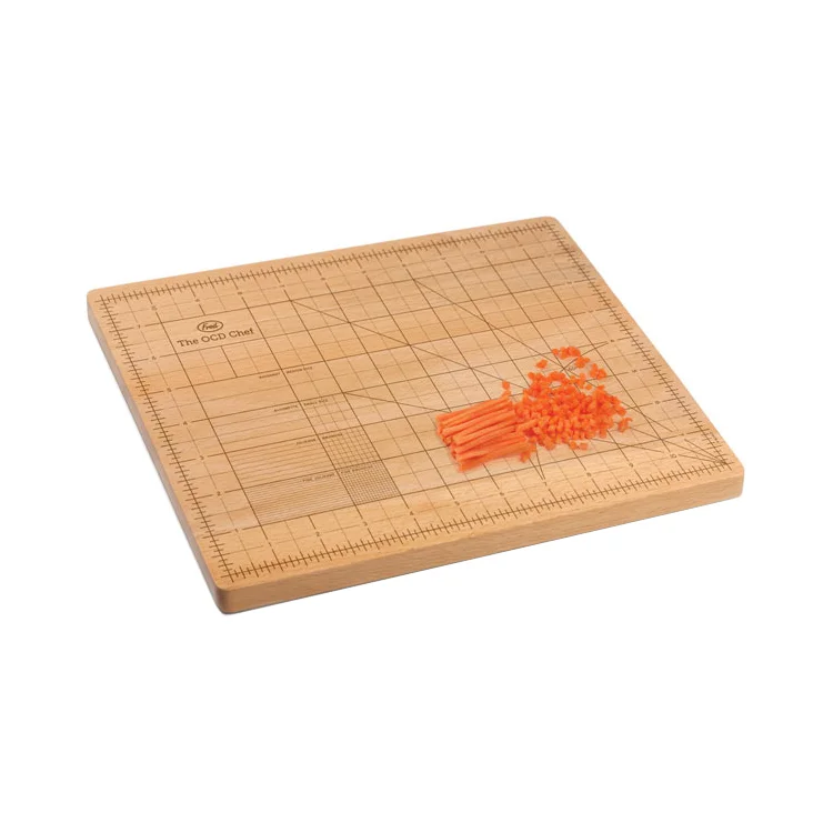 Durable bamboo cutting board offering smooth surface and playful modern style