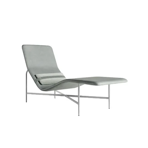 Modern leather chaise lounge with soft lines and architectural presence.