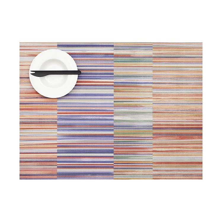 Chilewich Sakiori Placemat inspired by Japanese weaving, with modern striped design for dining.