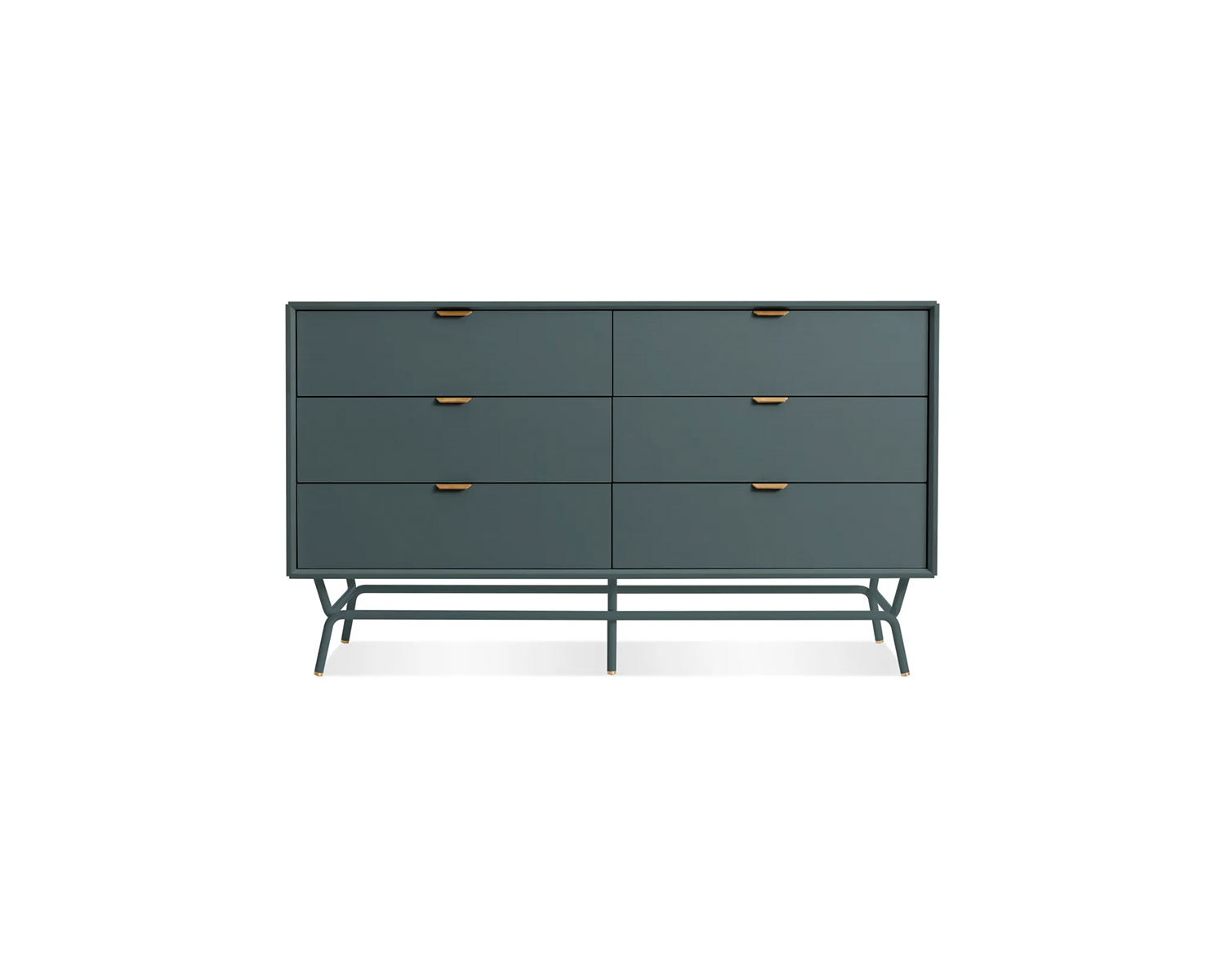 Modern wood and metal dresser with soft-close storage