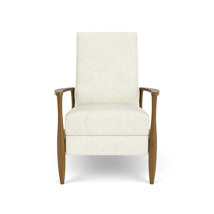 Aston Re-Invented Recliner by American Leather – sleek modern chair with customizable wood base.