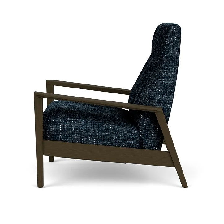 Experience the modern elegance of the Callum Re-Invented Recliner™ with walnut or wood arms, premium foam seating, and motorized comfort options.