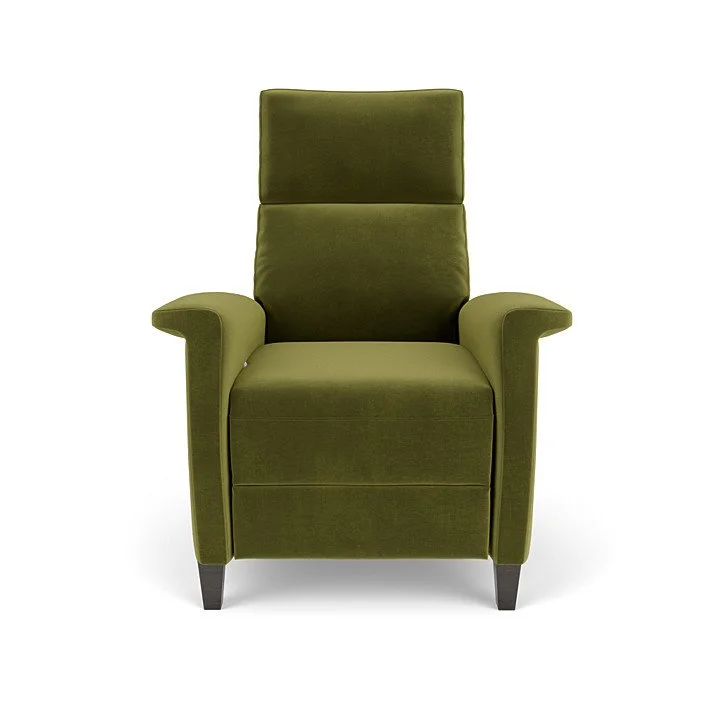 Felix Comfort Recliner with slim profile, articulating headrest, and customizable base options from American Leather.