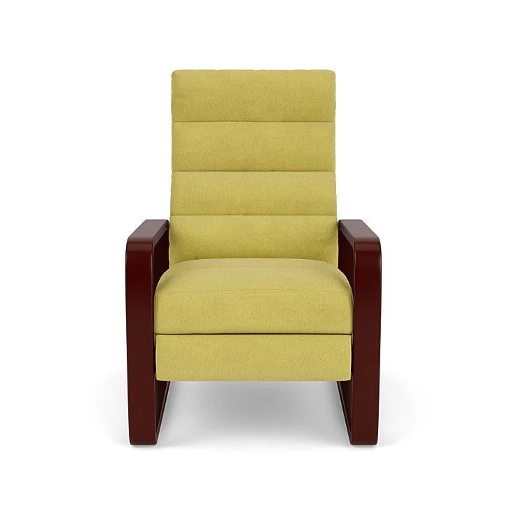 Elton Re-Invented Recliner by American Leather – channel-detailed recliner with wood arm accents.