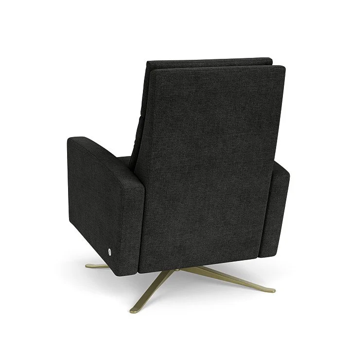 Modern Simon Re-Invented Recliner™ with sleek arms and swivel base by American Leather.
