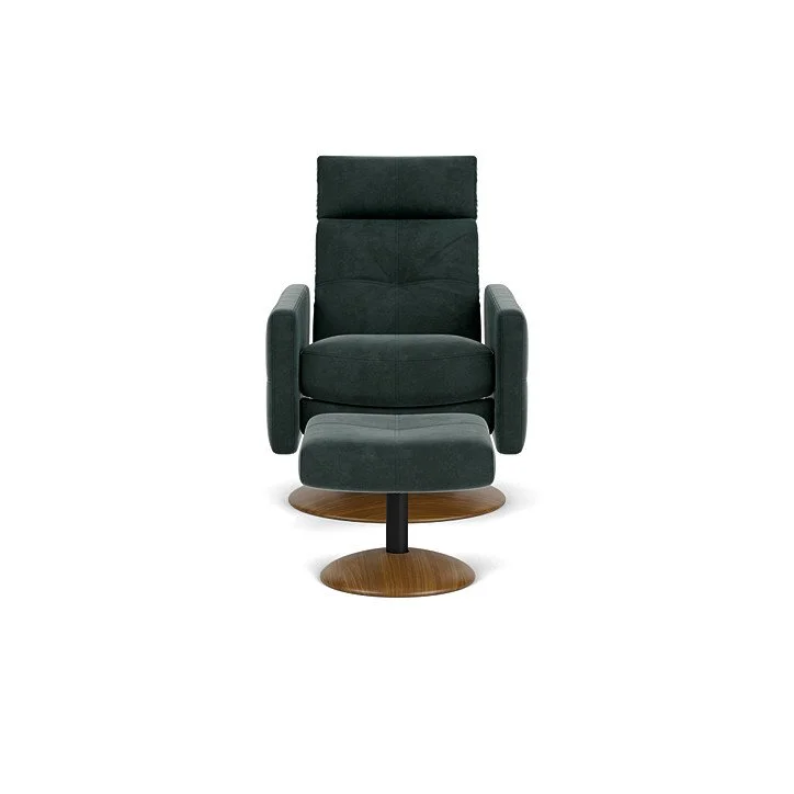 The Rainier Comfort Air™ Recliner delivers modern design, personalized comfort, and custom options in leather or fabric, complete with a matching ottoman.