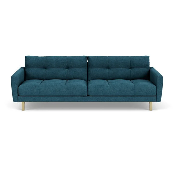 Modern sofa with customizable cushions, leg styles, and premium upholstery.