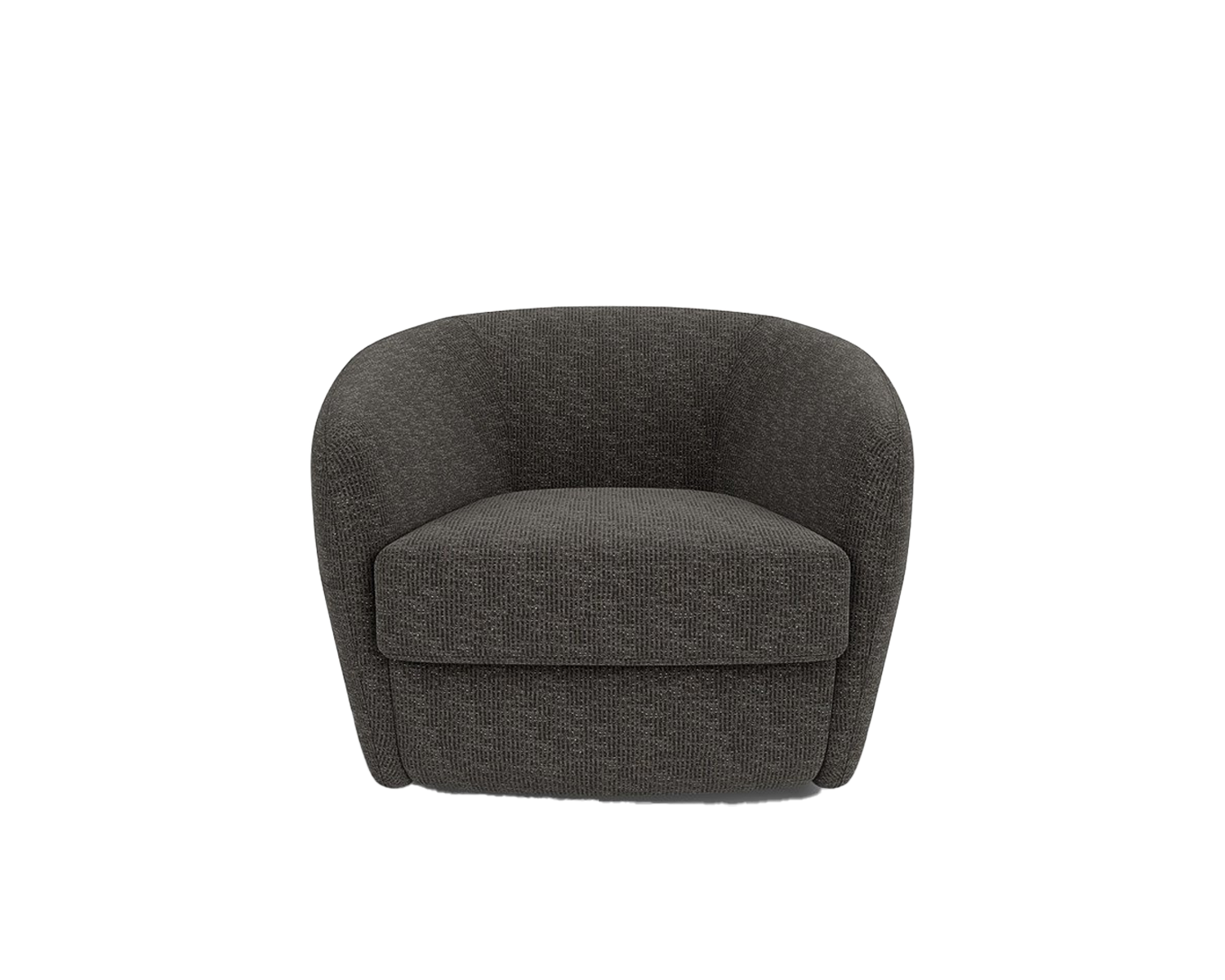 Berger Accent Chair in leather with swivel base and modern silhouette.