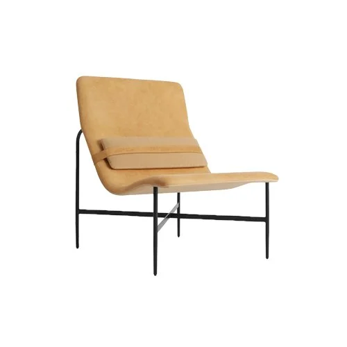 Deep Thoughts Leather Lounge Chair by Blu Dot with wide seat and sculptural form.