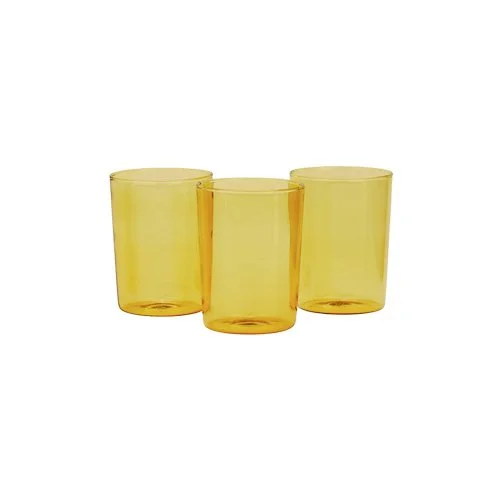 Warm amber glass tumbler blending minimalist style with modern utility.