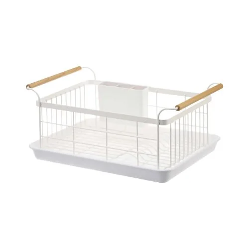Tosca Dish Rack by Yamazaki in white steel with wood accents, minimalist and functional. (Copy)