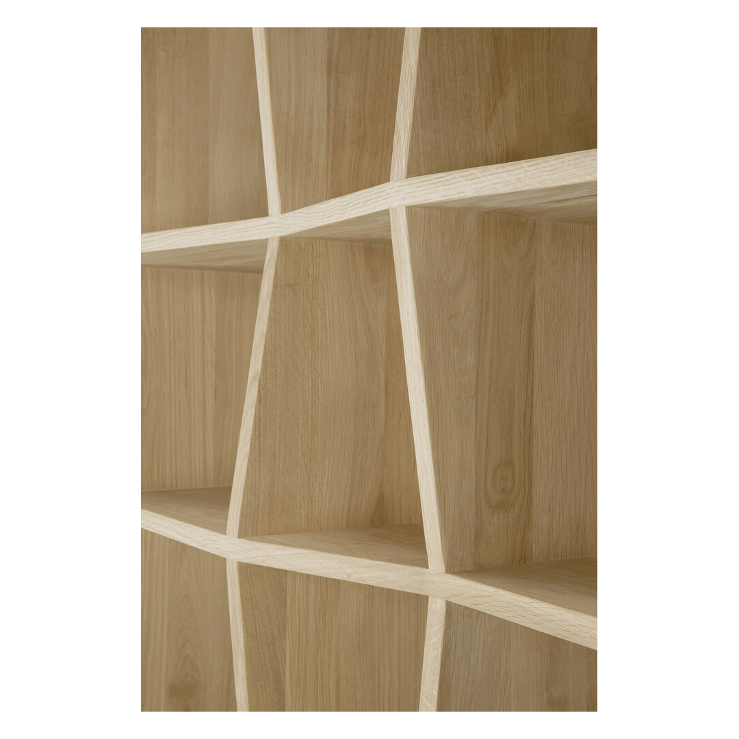 Ethnicraft Z Rack in solid oak with angular silhouette and open-frame design