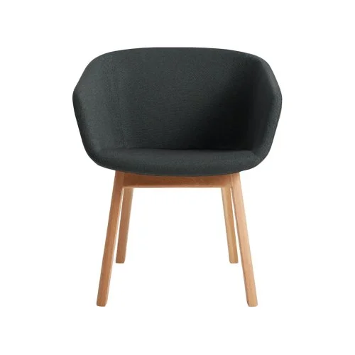 Modern dining chair with soft upholstery and walnut base design (Copy)