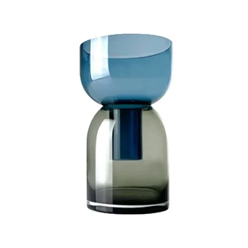 Cloudnola Flip Reversible Vase in blue and gray borosilicate glass for modern interiors.