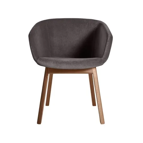 Blu Dot Host Chair with sculpted wood frame and curved upholstered seat (Copy) (Copy)