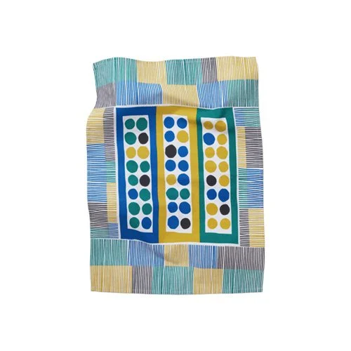 Mezzaluna Studio Mesh tea towel featuring geometric hand-printed design on cotton.