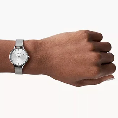 Skagen Anita Lille steel mesh watch with crystal hour markers