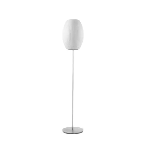 Nelson Cigar Lotus Floor Lamp with sculptural shade and brushed nickel base.