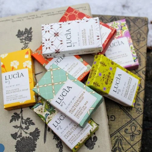 Curated set of natural artisan soaps featuring varied scent profiles