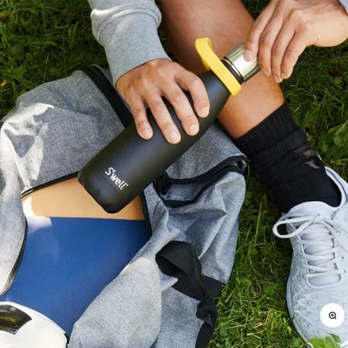 Reusable stainless steel water bottle with eco-friendly insulation and matte black Onyx finish