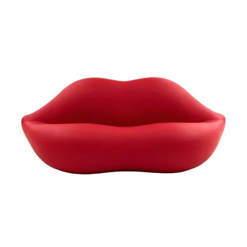 Bocca sofa by Heller—lip-shaped seating in bold red polyethylene.
