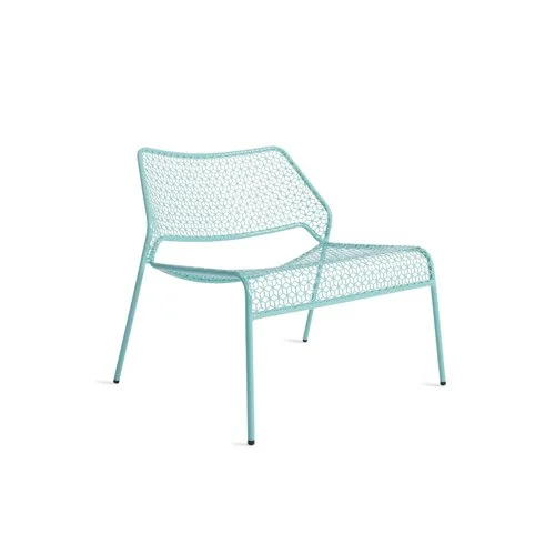 Blu Dot Hot Mesh Lounge – modern powder-coated steel lounge chair with a 3D mesh pattern, perfect for indoor or outdoor use, available in nine finishes.