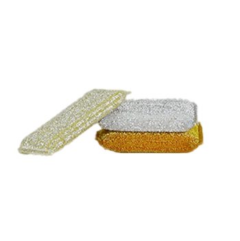 Metallic household sponges combining durable materials and modern design