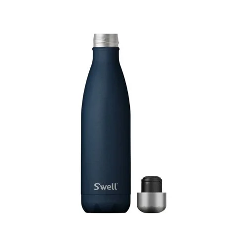 Insulated stainless steel water bottle with deep blue colorway