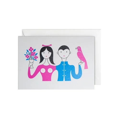 Couple greeting card with Alexander Girard's minimalist illustration