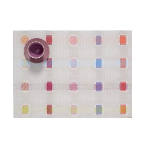 Chilewich Sampler Placemat in Multi, a dynamic geometric weave that adds vibrant character to the table.