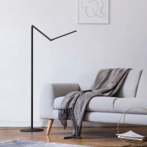 Adjustable silver LED floor lamp offering technical movement and precise illumination.