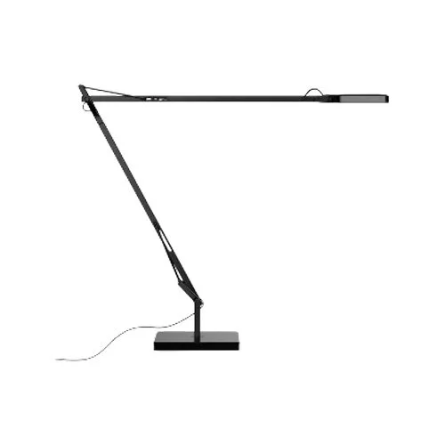 Black Kelvin LED lamp with articulated arm and precise edge-lit illumination.