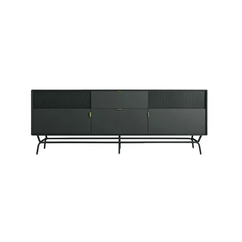 Modern 2-door 2-drawer media cabinet with perforated doors