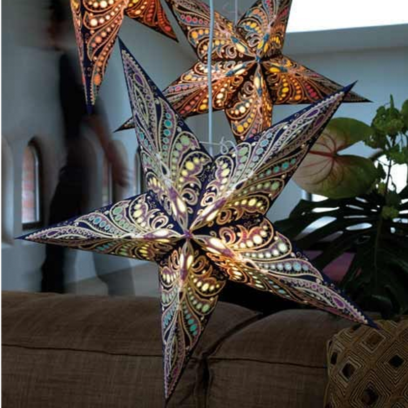 Artecnica Queen Tahiti Violet lantern featuring modern geometric star design.
